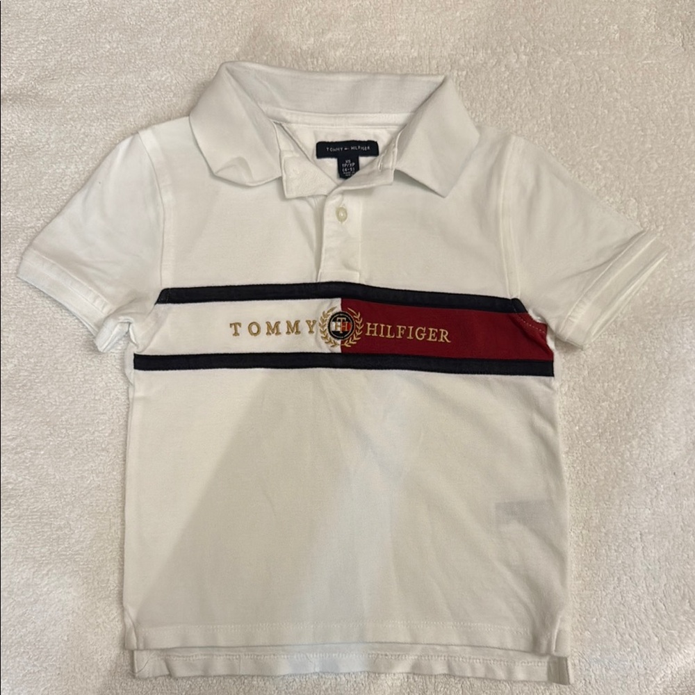 Tommy Hilfiger White and Red Polo Shirt Classic Design